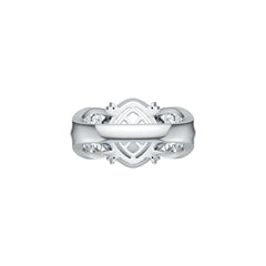 Platinum Semi Mount Ring Setting Cushion CU 10X10mm Cabochon Diamond Accent DHJ