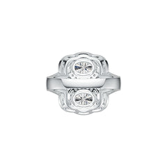 Platinum Semi Mount Ring Setting Oval OV 7X5mm with White Topaz Diamond Accent DHJ