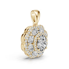 14K Gold Semi Mount Pendant Setting Round Ro 8x6mm Diamond Accent Syz Jewelry