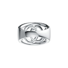 10K Gold Ring with White Topaz or Moissanite Interlocking Loop Theme Moissanite Accent DHJ