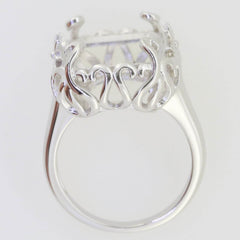 Platinum Semi Mount Ring Setting Emerald OCT 18x13mm Vintage Reproduction Syzjewelry