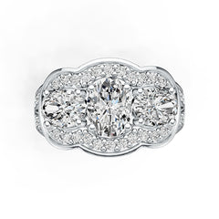 14K Gold Semi Mount Ring Setting Oval OV 8X6mm Diamond Accent DHJ
