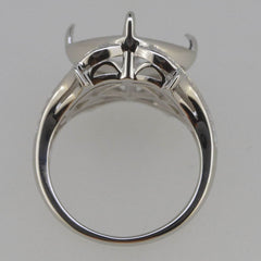 18K Gold Semi Mount Ring Setting Cushion CU 12x12mm Diagonal Split Diamond Accent Syzjewelry