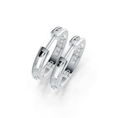 Platinum Hoop Earrings with or Moissanite Channel Set Diamond Accent DHJ