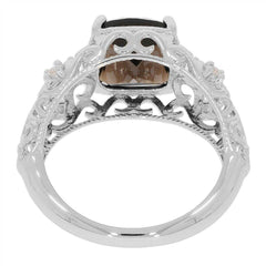 Art Deco Style 14K Gold Semi Mount Ring Setting Cushion Cu 10x8 Diamond Accent Syzjewelry