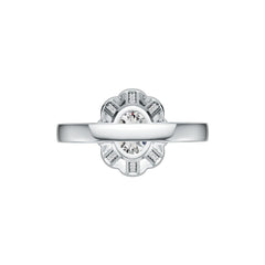 18K Gold Semi Mount Ring Setting Oval OV 10X8mm Flower Theme Diamond Accent DHJ
