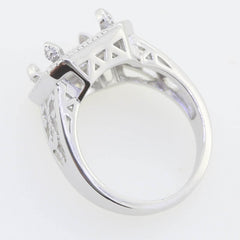 Platinum Semi Mount Ring Setting Cushion CU 10x10mm Vintage Repro Syzjewelry