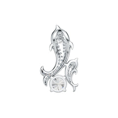 14K Gold Semi Mount Pendant Setting Round RD 8x8mm Dolphin Theme Diamond Accent DHJ