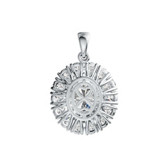 Platinum Semi Mount Pendant Setting Oval OV 9X7mm PE 4x3mm Double Halo Diamond Accent DHJ
