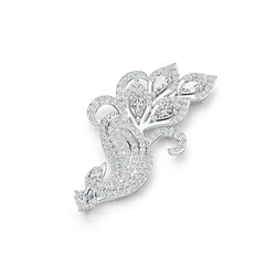 Platinum Semi Mount Pendant Setting Pear PE 5X3mm Peacock Theme Diamond Accent DHJ