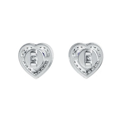 Platinum Semi Mount Earrings Setting Heart HT 6x6mm Halo Diamond Accent DHJ