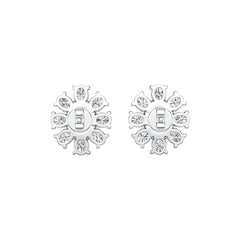 Sterling Silver Semi Mount Earrings Setting Oval OV 7X5mm with White Topaz DHJ