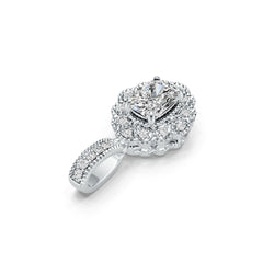 18K Gold Semi Mount Pendant Setting Cushion CU 8X6mm Diamond Accent DHJ
