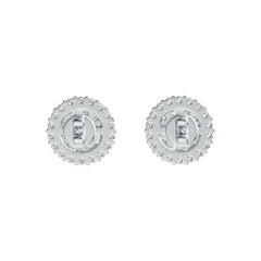 14K Gold Earrings Cluster Round Shaped Stud with White Topaz or Moissanite Diamond Accent DHJ
