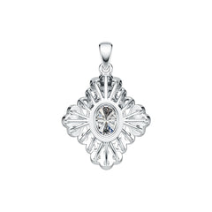 Sterling Silver Semi Mount Pendant Setting Oval OV 8X6mm with White Topaz Vintage-Inspired DHJ