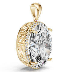 10K Gold Semi Mount Pendant Setting Oval Ov 22x17mm Moissanite Accent Syz Jewelry