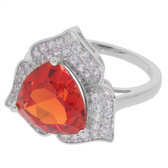 18K Gold Semi Mount Ring Setting Trillion Tri 8x8mm White Topaz Diamond Accent DHJ