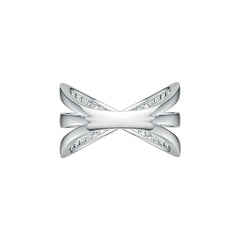 Sterling Silver Crossover Ring with White Topaz or Moissanite