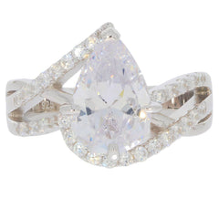 10K Gold Semi Mount Ring Setting Pear PE 12X8mm Bypass Split Shank Moissanite Accent Syzjewelry
