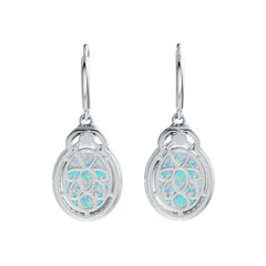 18K Gold Semi Mount Earrings Setting Oval OV 12X10mm RD 3X3mm Cabochon Diamond Accent DHJ