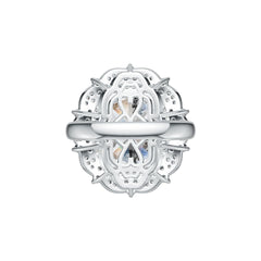 14K Gold Semi Mount Ring Setting Oval OV 15X13mm Halo Diamond Accent DHJ