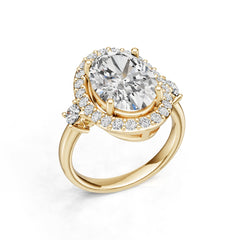 18K Gold Semi Mount Ring Setting Oval Ov 5x9mm Diamond Accent Syz Jewelry