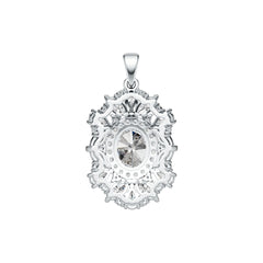 Platinum Semi Mount Pendant Setting Oval OV 10X8mm Diamond Accent DHJ