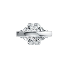 14K Gold Semi Mount Ring Setting Oval OV 5x3mm RD 4x4mm Diamond Accent DHJ