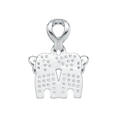 18K Gold Pendant Elephant Theme with White Topaz or Moissanite Diamond Accent DHJ