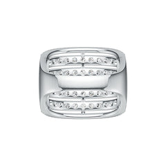 Sterling Silver Multi-Row Cocktail Ring with White Topaz or Moissanite DHJ