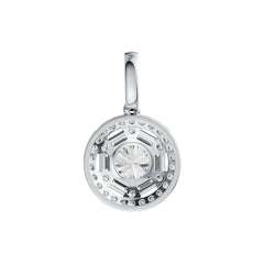 18K Gold Semi Mount Pendant Setting Round RD 8x8mm Halo Diamond Accent DHJ