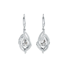 Platinum Semi Mount Earrings Setting Pear PE 9X6mm Diamond Accent DHJ