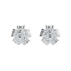 Sterling Silver Semi Mount Earrings Setting Oval OV 4X3mm RD 3x3mm DHJ