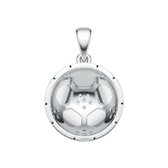 Sterling Silver Pendant with White Topaz or Moissanite Soccer Ball Theme DHJ