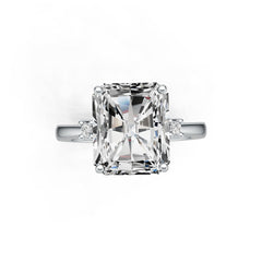 Platinum Semi Mount Ring Setting Emerald OCT 12X10mm Diamond Accent DHJ