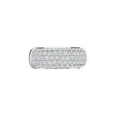 Sterling Silver Wide Pave Huggie Hoop Earring with White Topaz or Moissanite DHJ