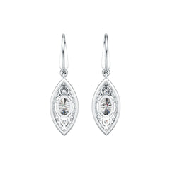 Sterling Silver Semi Mount Earrings Setting Oval OV 7X5mm with White Topaz DHJ