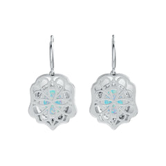 Platinum Semi Mount Earrings Setting Oval OV 10X8mm Cabochon Diamond Accent DHJ