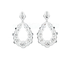 18K Gold Semi Mount Earrings Setting Oval OV 9X7mm PE 6X4mm Diamond Accent DHJ