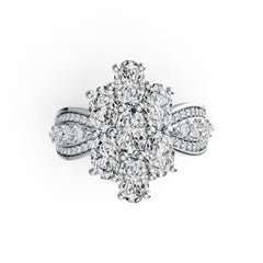 10K Gold Semi Mount Ring Setting Oval OV 6X4mm with White Topaz Moissanite Accent DHJ