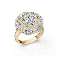 18K Gold Semi Mount Ring Setting Round Ro 8x4mm Diamond Accent Syz Jewelry