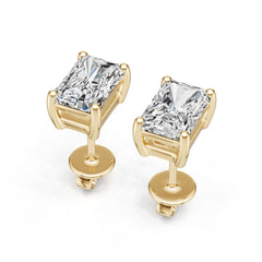 18K Gold Semi Mount Earrings Setting Emerald Em 6x4mm Diamond Accent Syz Jewelry