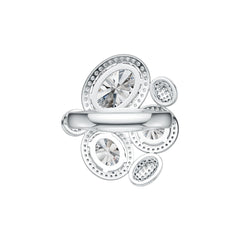 Platinum Semi Mount Ring Setting Oval OV 14X10mm OV 10X8mm RD 8mm Diamond Accent DHJ
