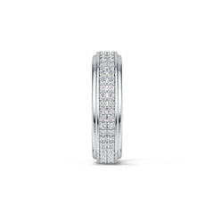 Men's 14K Gold Pave Band Ring with White Topaz or Moissanite Diamond Accent DHJ