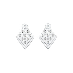 Sterling Silver Earrings Cluster Kite Shape with White Topaz or Moissanite DHJ