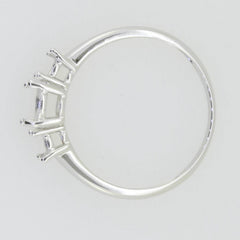18K Gold Semi Mount Ring Setting Oval OV 7X5mm RD 3.5mm 3 Stone Diamond Accent Syzjewelry