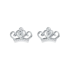 Platinum Semi Mount Earrings Setting Round RD 3x3mm Crown Theme Diamond Accent DHJ