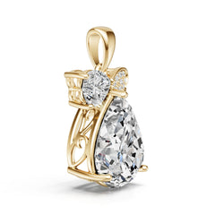 10K Gold Semi Mount Pendant Setting Pear Pe 16x12mm Moissanite Accent Syz Jewelry