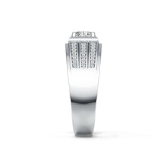 Men's Platinum Semi Mount Ring Setting Round RD 6.5x6.5mm Diamond Accent DHJ