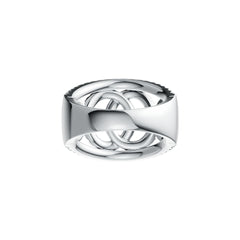 Sterling Silver Ring with White Topaz or Moissanite Interlocking Loop Theme DHJ